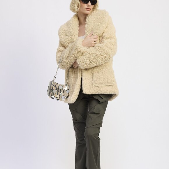 FUR TRIMMED FLEECE JACKET WITH POCKETS - Picture 5 of 9